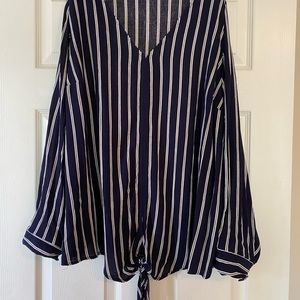 navy/white shear | long sleeve | 2X